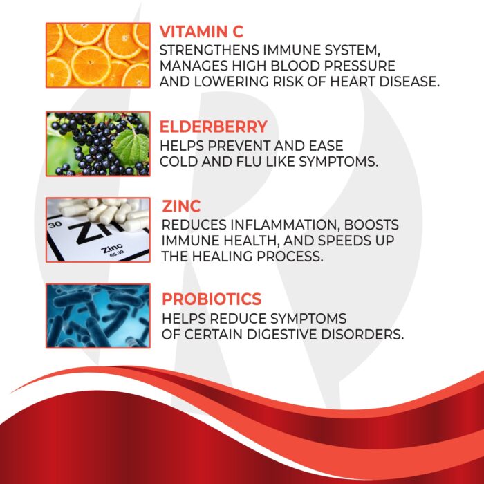 Ruma Immune Support Supplement - Immunity Booster - Vitamin C, Zinc, Elderberry, Echinacea, Garlic, Turmeric